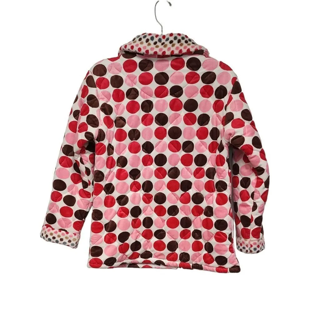 Girls Polka-Dots Multicolor Pink Plush Jacket Size 10-12